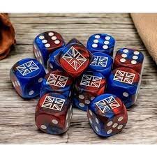 Chessex D6 WW2 Dice United Kingdom Gemini Blue/Red/White