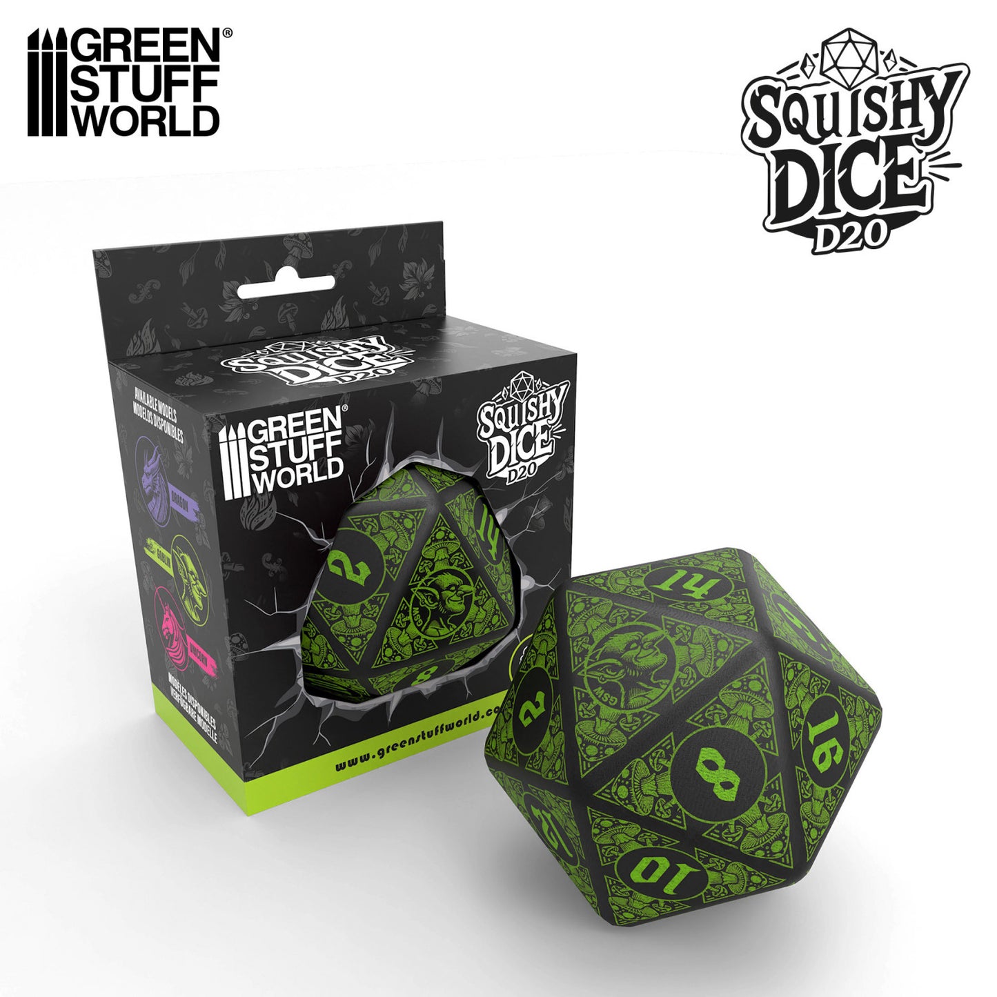 Mega D20 Squishy Dice - GOBLIN