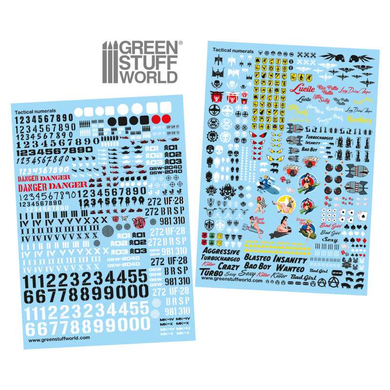 Waterslide Decals: Tactical Numerals and Pinup Decals