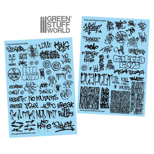 Waterslide Decals: Train and Graffiti Mix - Black