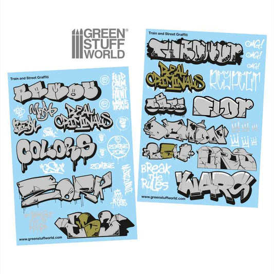 Waterslide Decals: Train and Graffiti Mix – Silver and Gold
